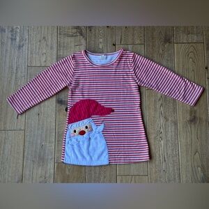Kids Tales Red And White Stripe Santa Appliqué Tunic Top size 110 5